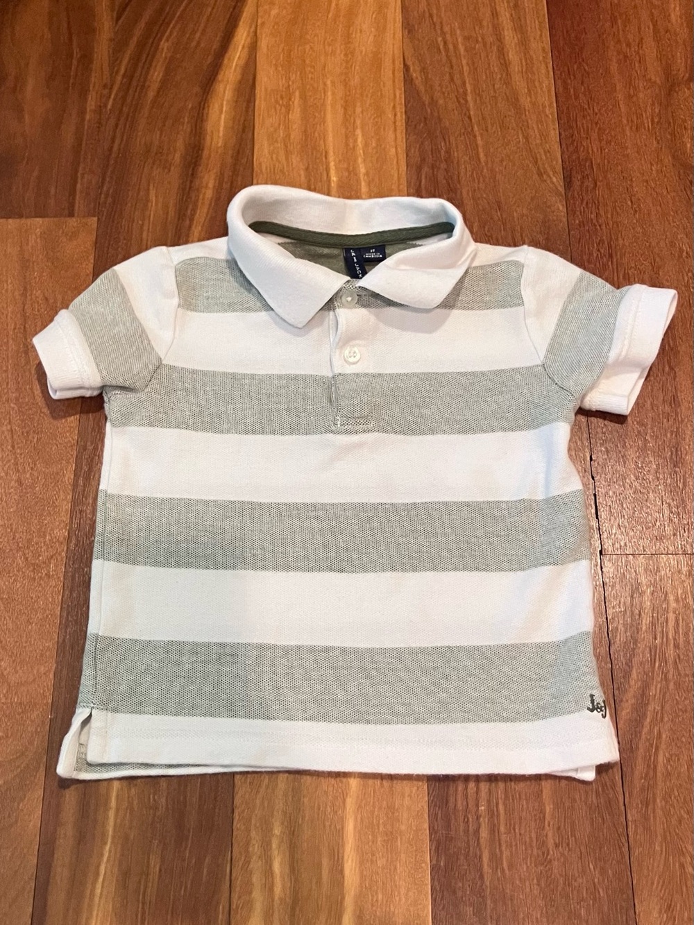Janie and Jack White & Light Gray Striped Polo